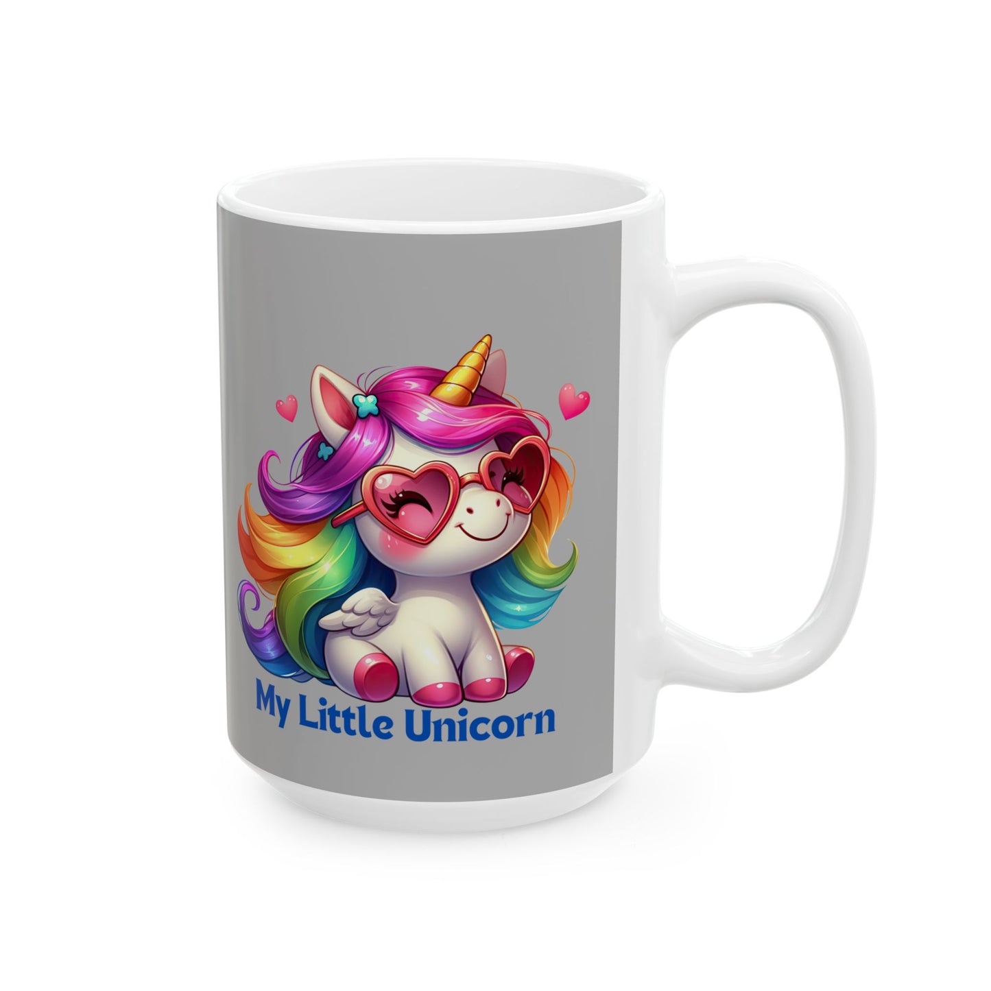 My Little Unicorn Rainbow Mug 11-15 Ounces Light Grey
