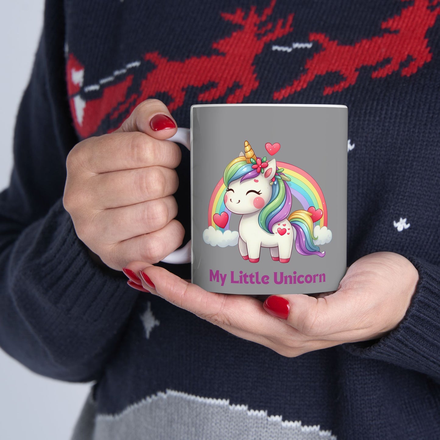 My Little Unicorn Rainbow Mug 11-15 Ounces Grey
