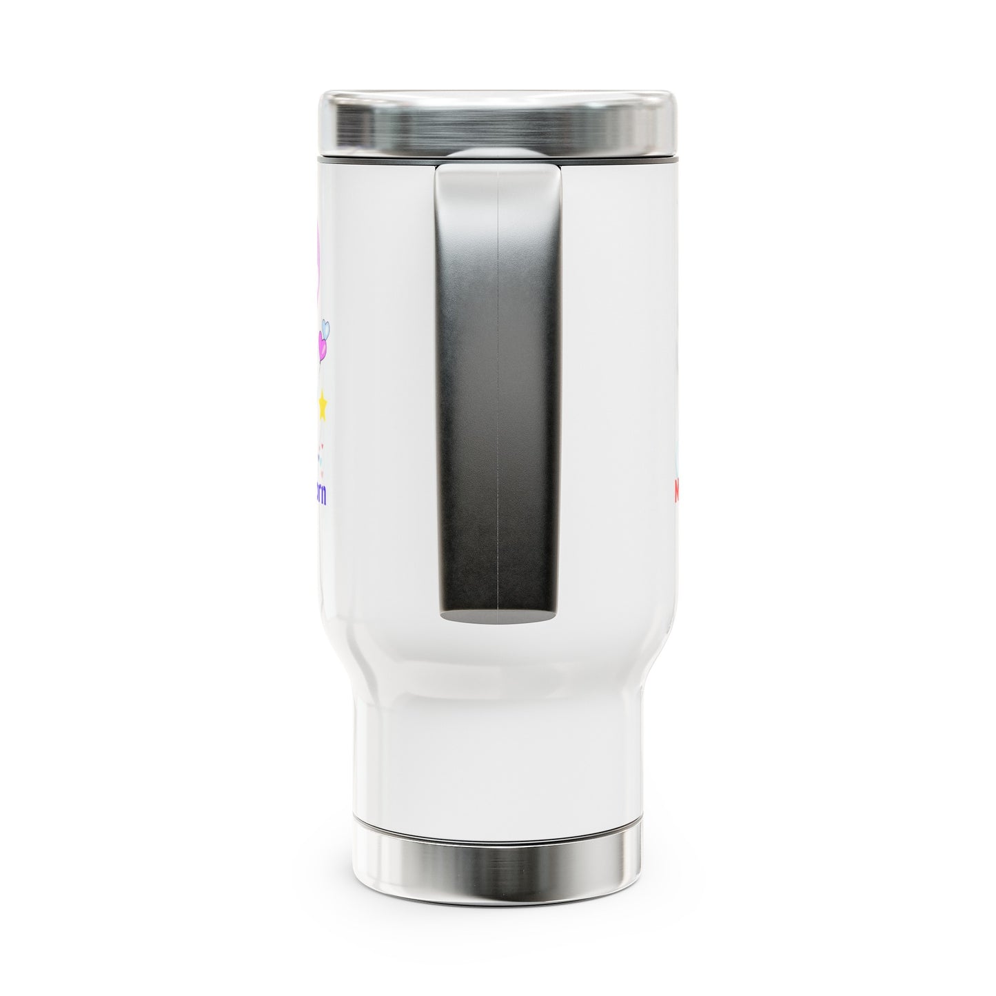 My Little Gold Star Unicorn Stainless Steel Travel Mug With Handle 14 Ounces White