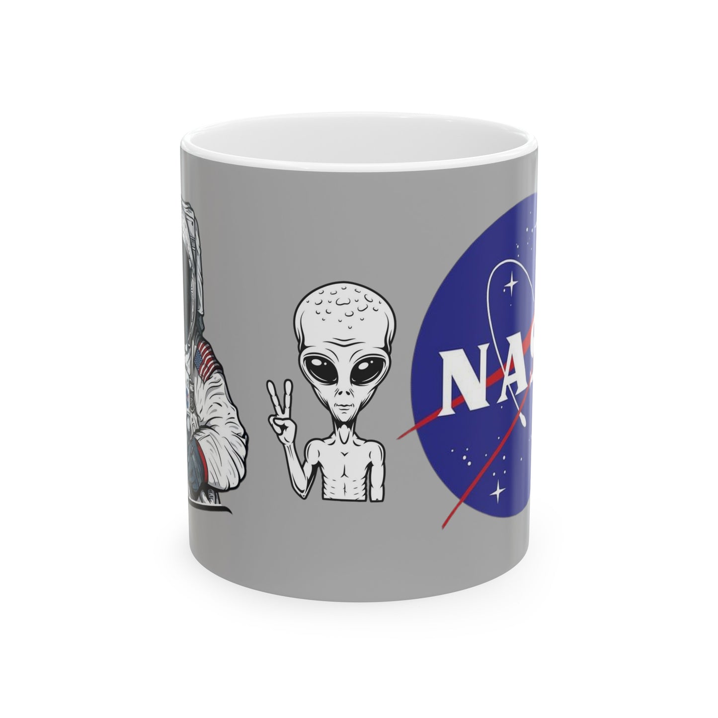 Nasa Alien Mug 11 Ounces Light Grey