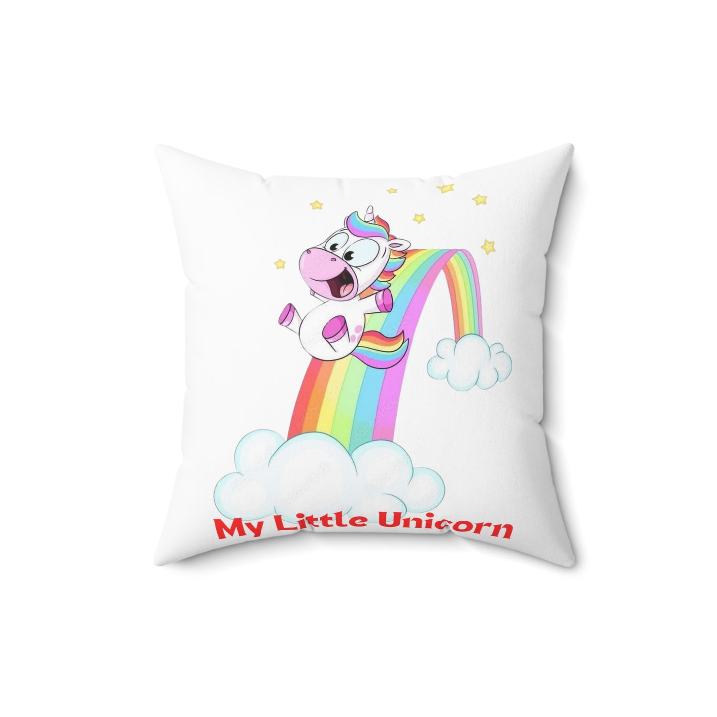 My Little Gold Star Unicorn Spun Polyester Pillow White