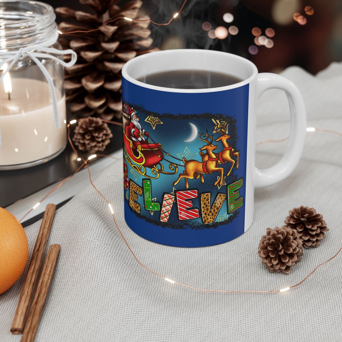 Merry Chritsmas Mug 11-15 Onces Dark Blue