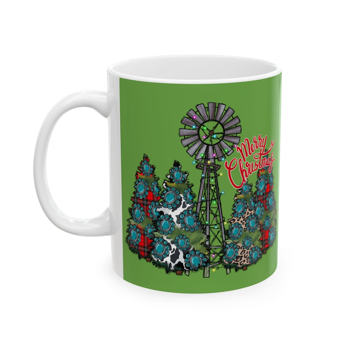 Merry Chritsmas Mug 11-15 Onces Green