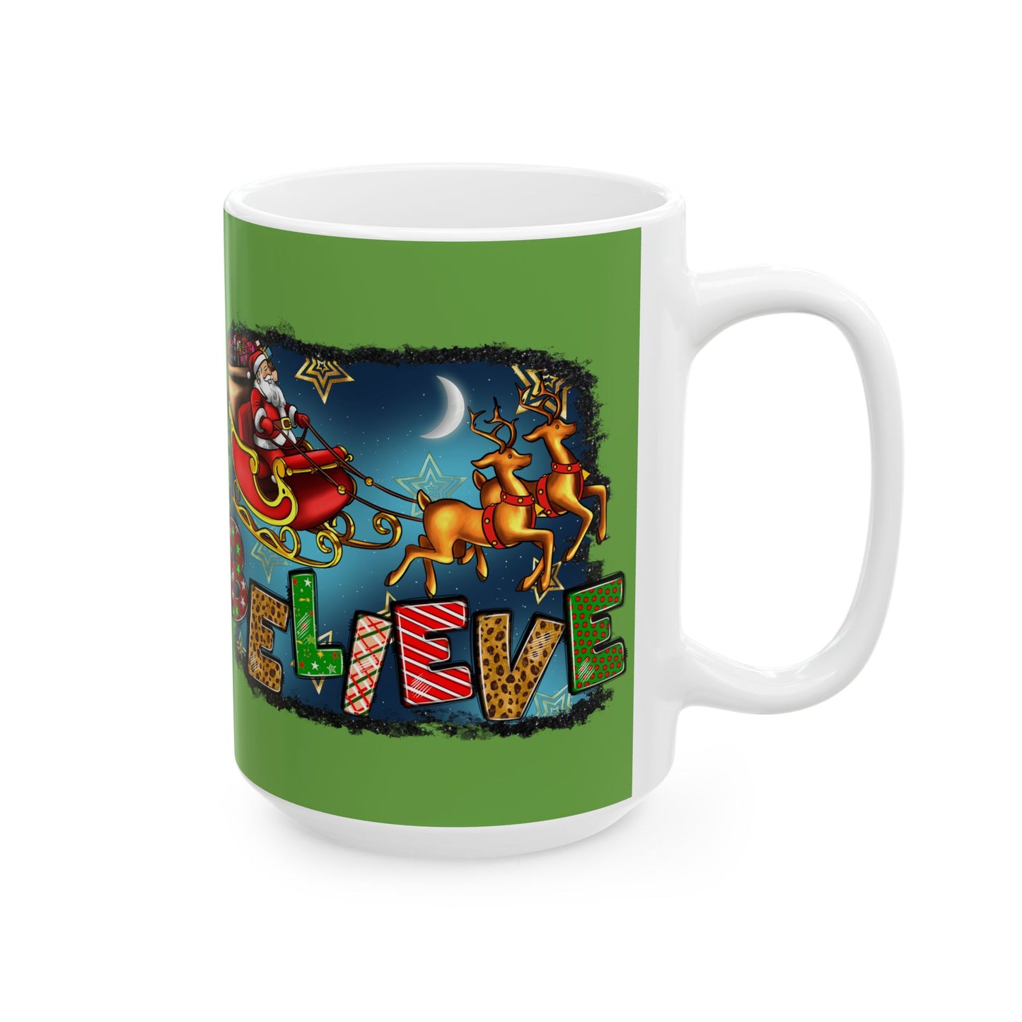 Merry Chritsmas Mug 11-15 Onces Green