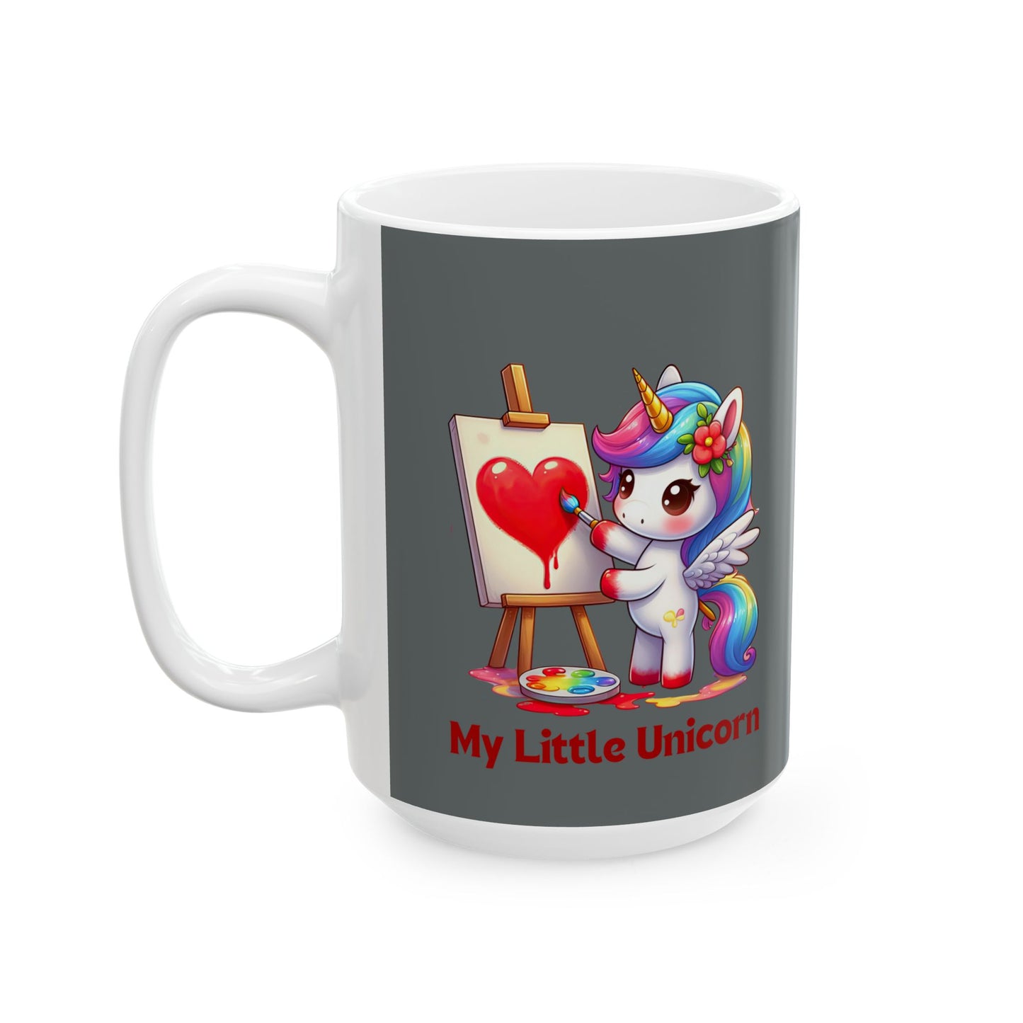 My Little Unicorn Heart Mug 11-15 Ounces Dark Grey