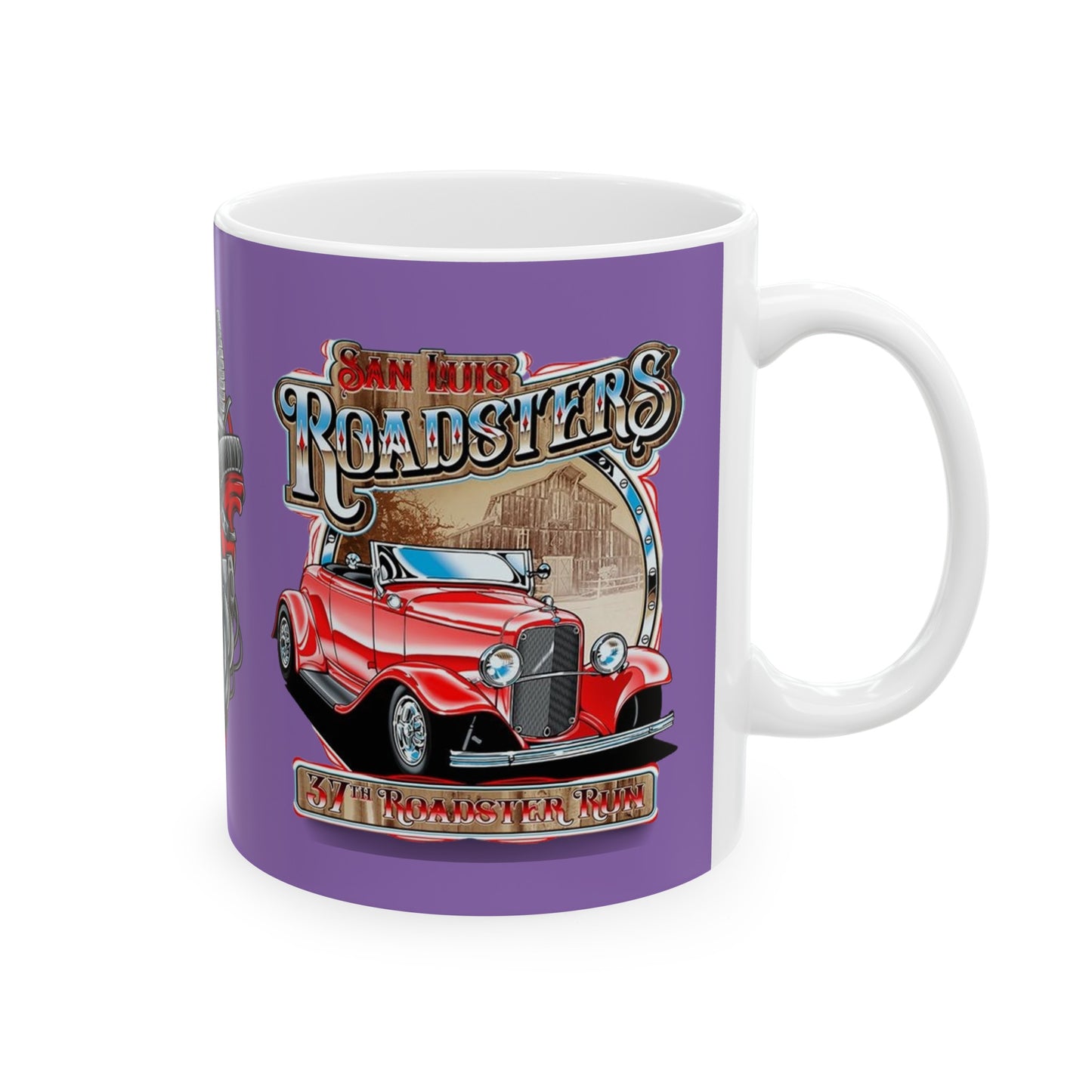 Roadsters Heart Engine Mug 11 Ounces Light Purple