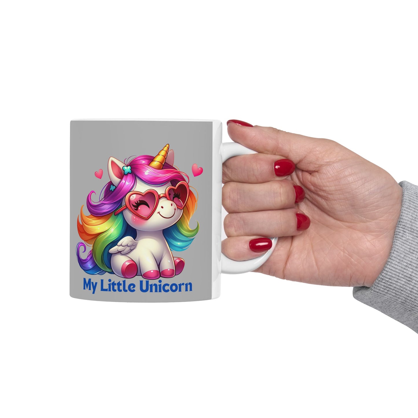 My Little Unicorn Rainbow Mug 11-15 Ounces Light Grey