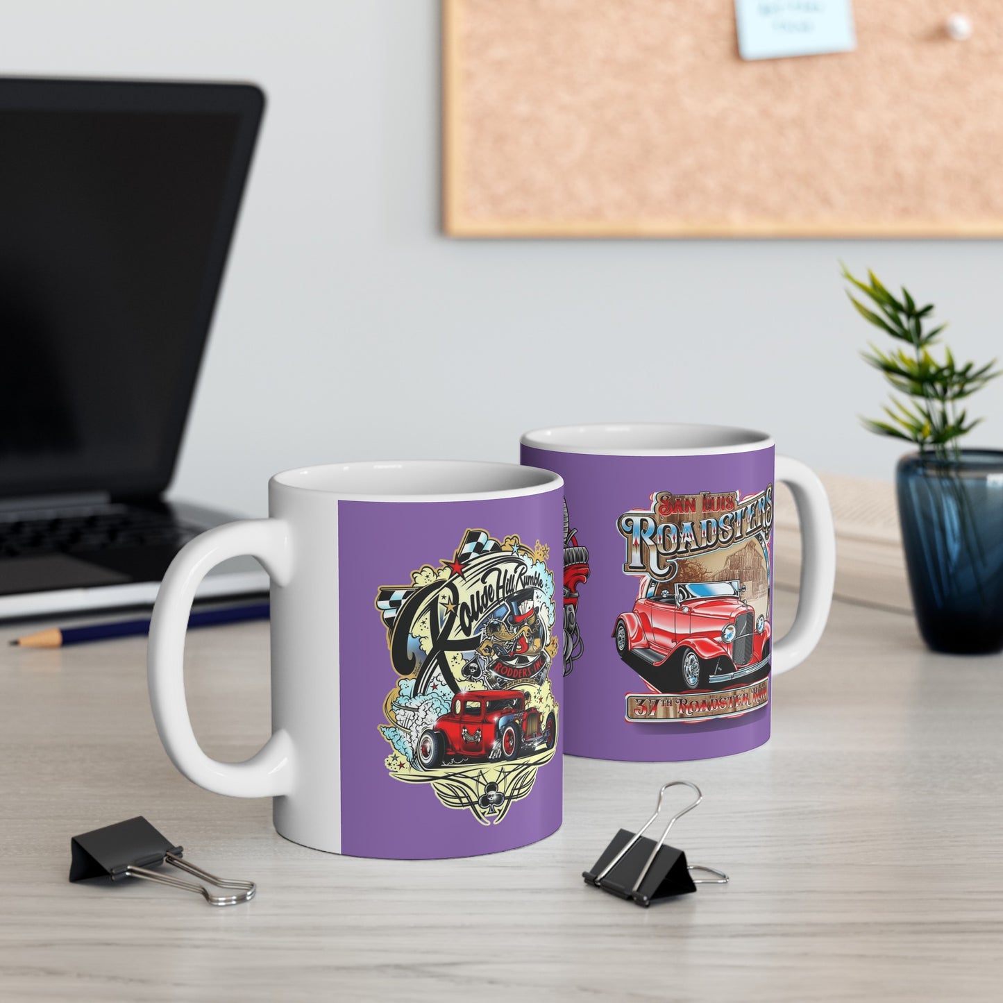 Roadsters Heart Engine Mug 11 Ounces Light Purple