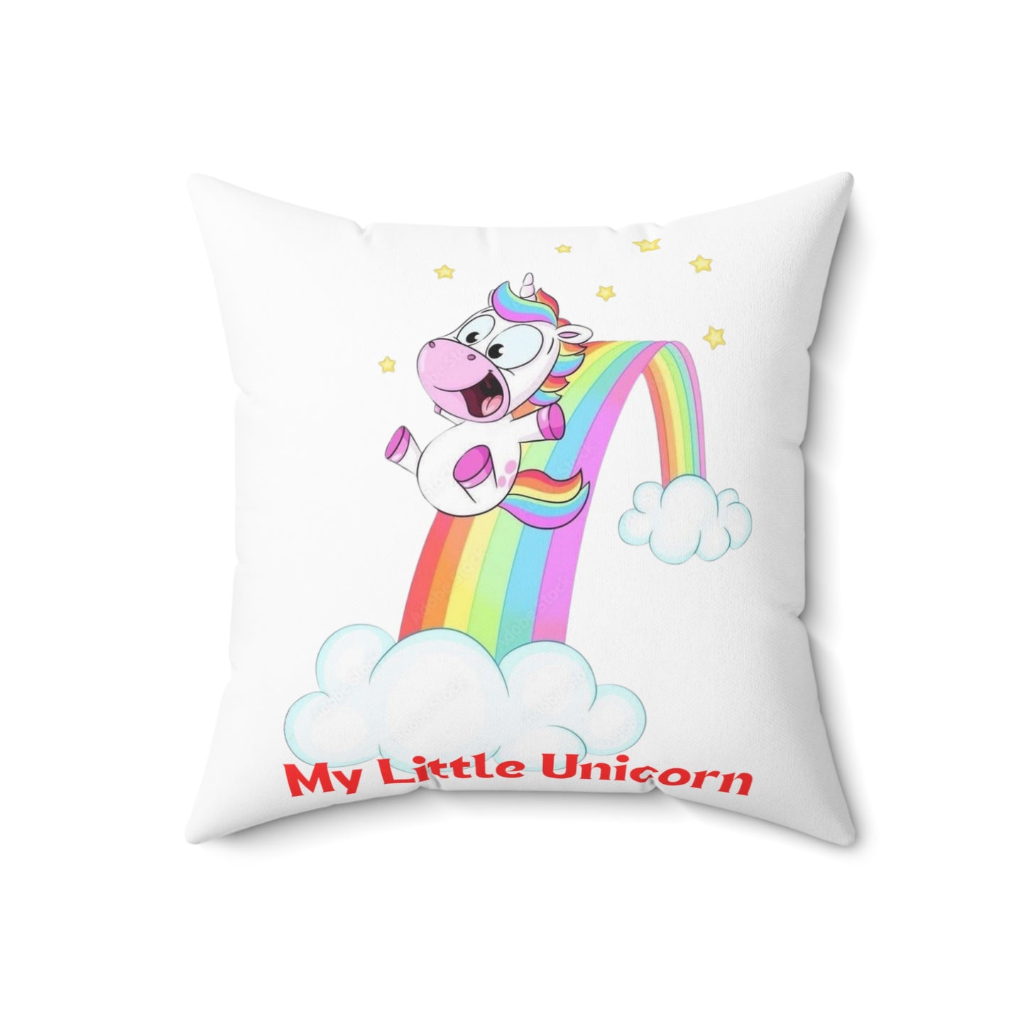 My Little Gold Star Unicorn Spun Polyester Pillow White