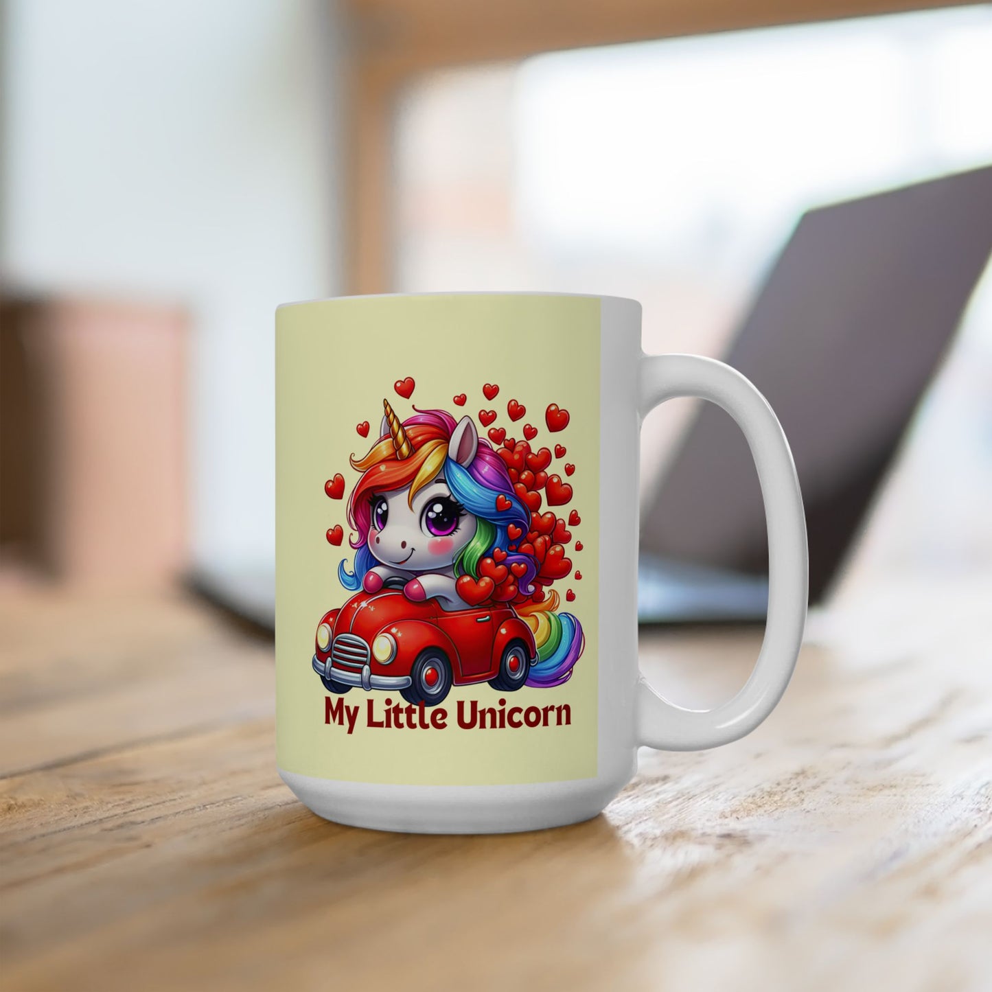 My Little Unicorn Red Car Mug 11-15 Ounces Yellow