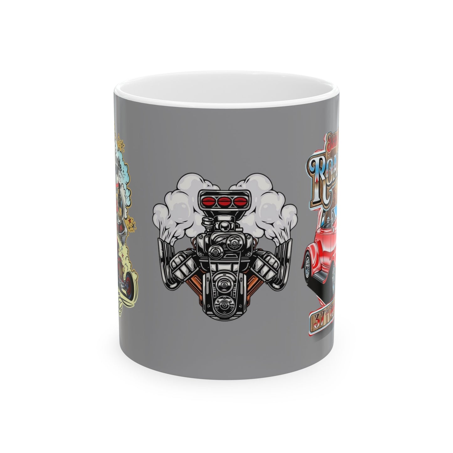 Roadsters Engine Mug 11 Ounces Grey