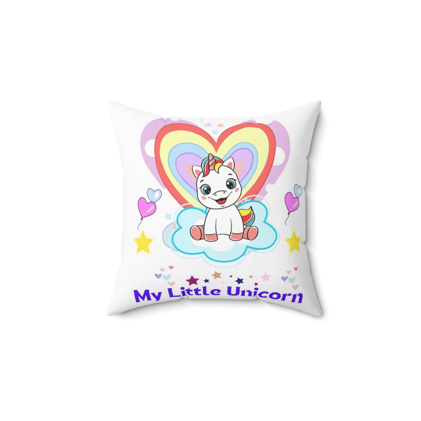 My Little Gold Star Unicorn Spun Polyester Pillow White