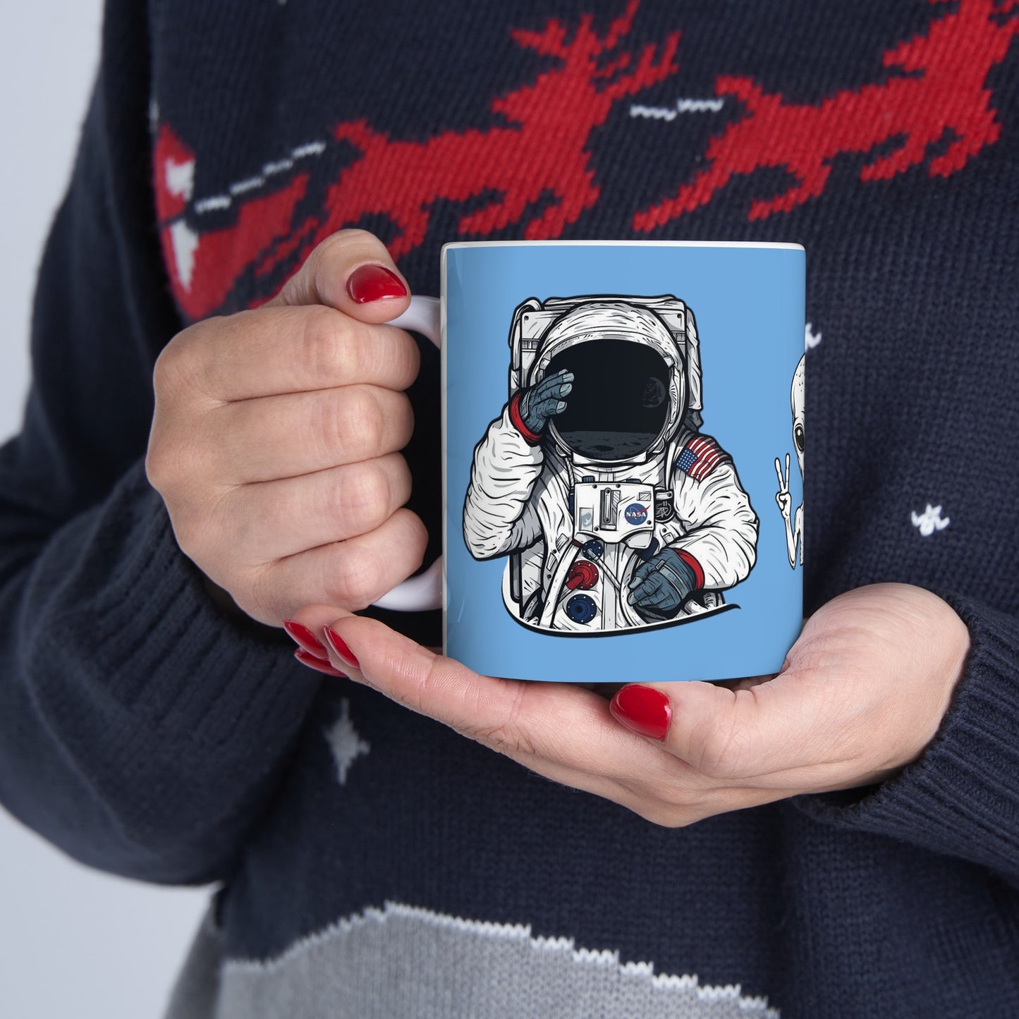 Nasa Alien Mug 11 Ounces Light Blue