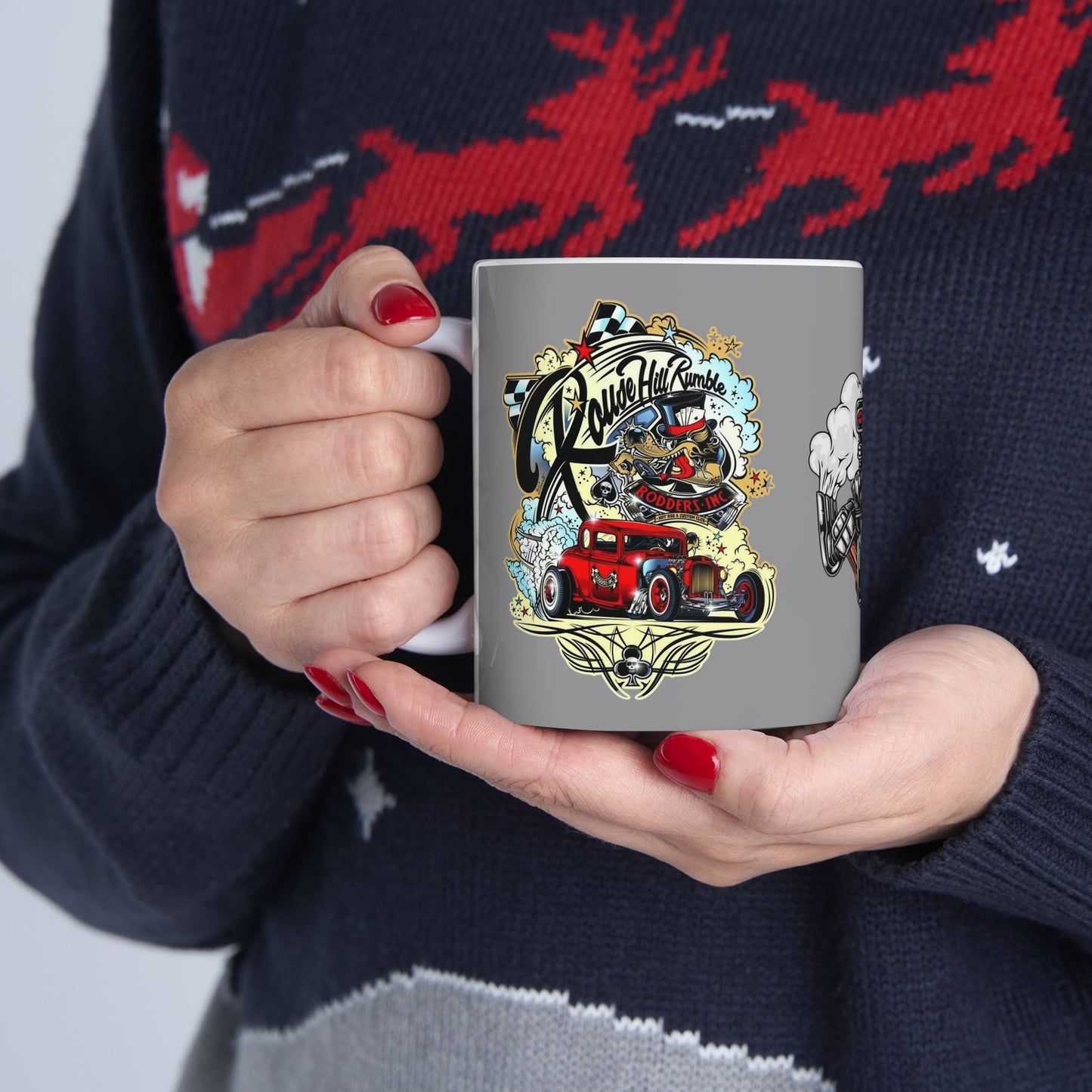 Roadsters Engine Mug 11 Ounces Grey