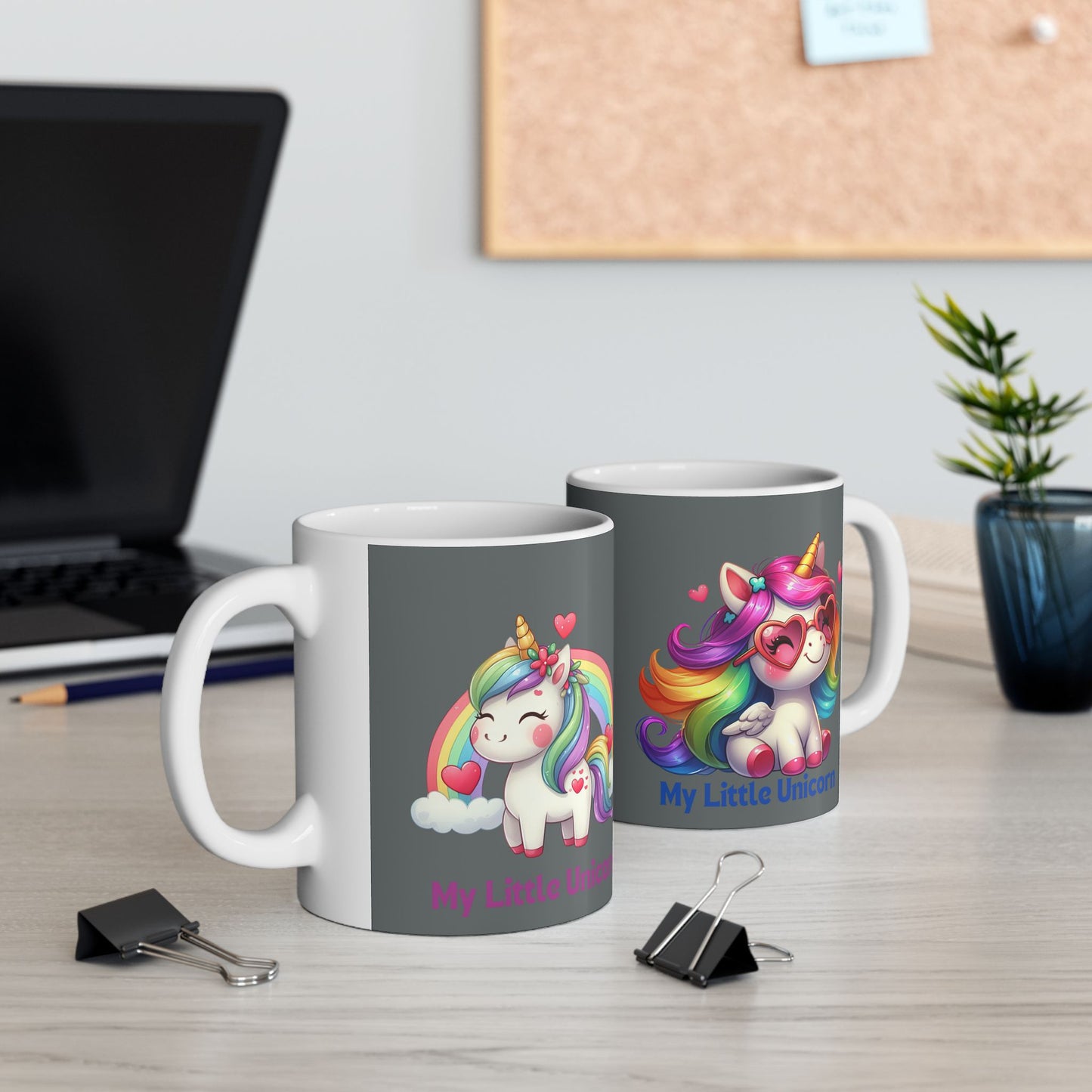 My Little Unicorn Rainbow Mug 11-15 Ounces Dark Grey