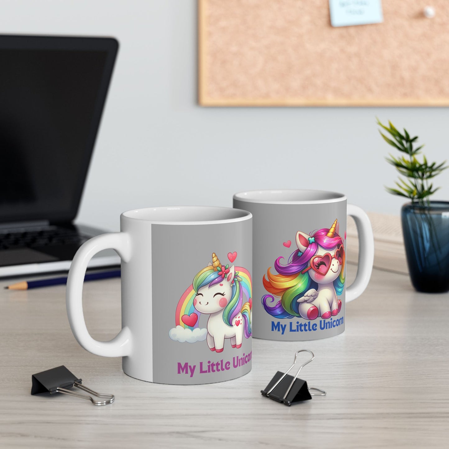 My Little Unicorn Rainbow Mug 11-15 Ounces Light Grey