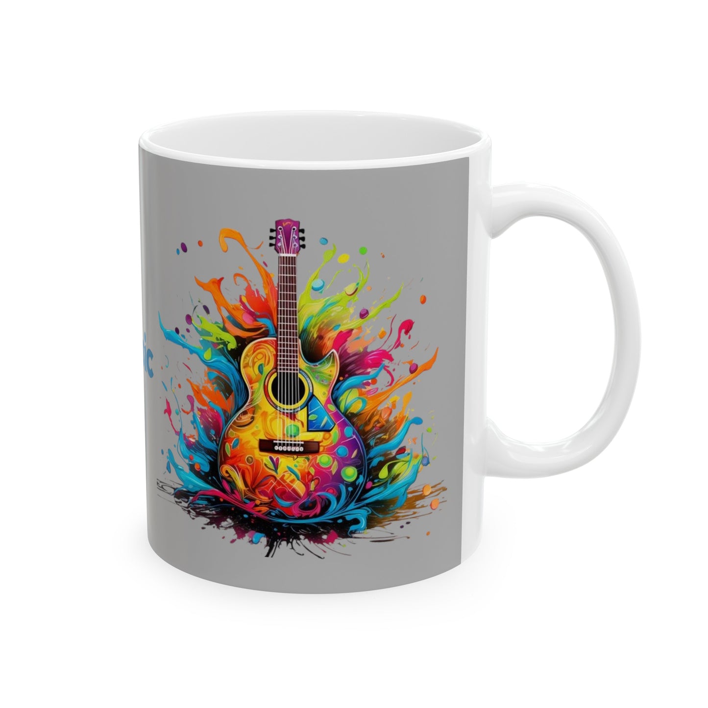 I Love Music Mug 11 Ounces Light Grey