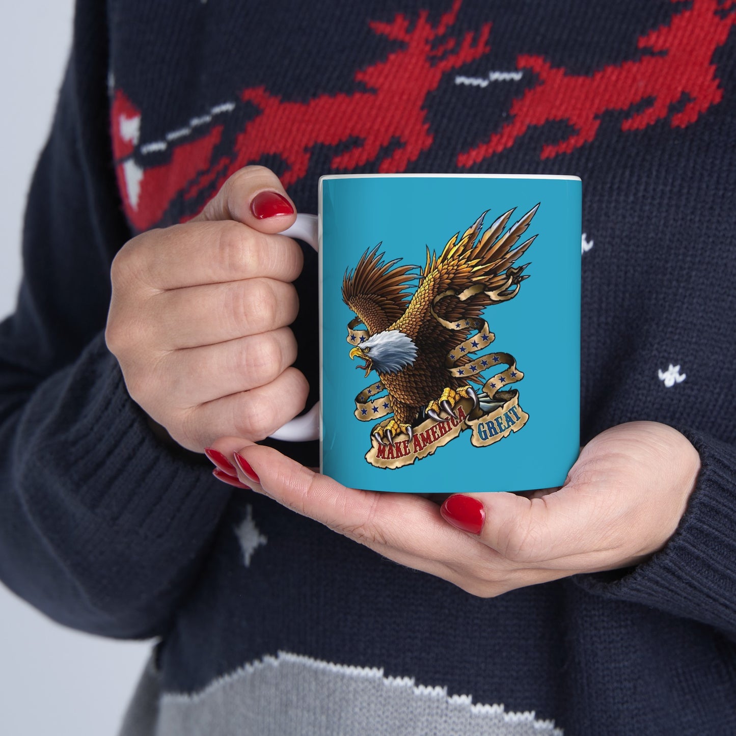 Eagle Make America Great Mug 11 Ounces Turquoise