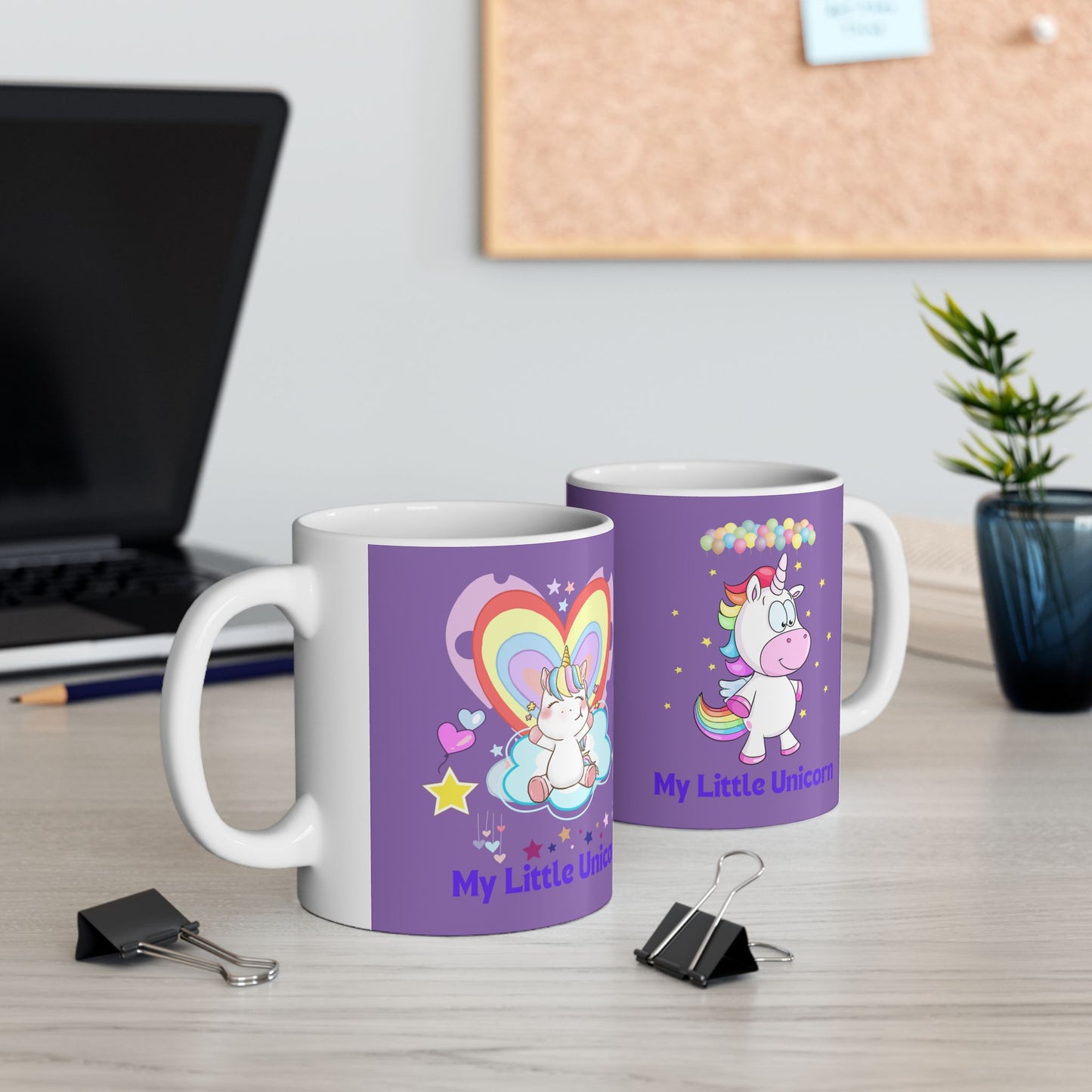 My Little Unicorn Balloons Mug 11-15 Ounces Light Purple