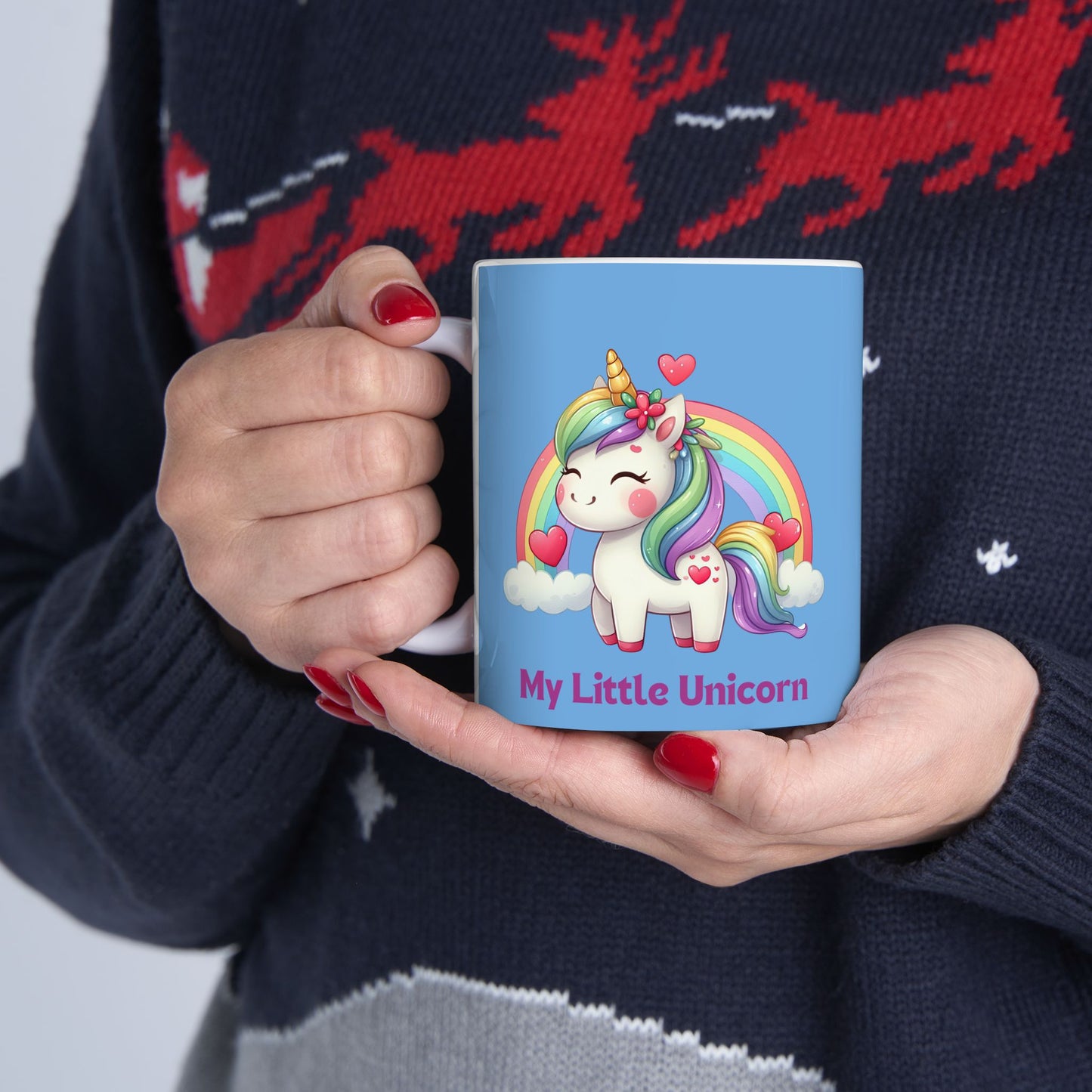 My Little Unicorn Rainbow Mug 11-15 Ounces Light Blue