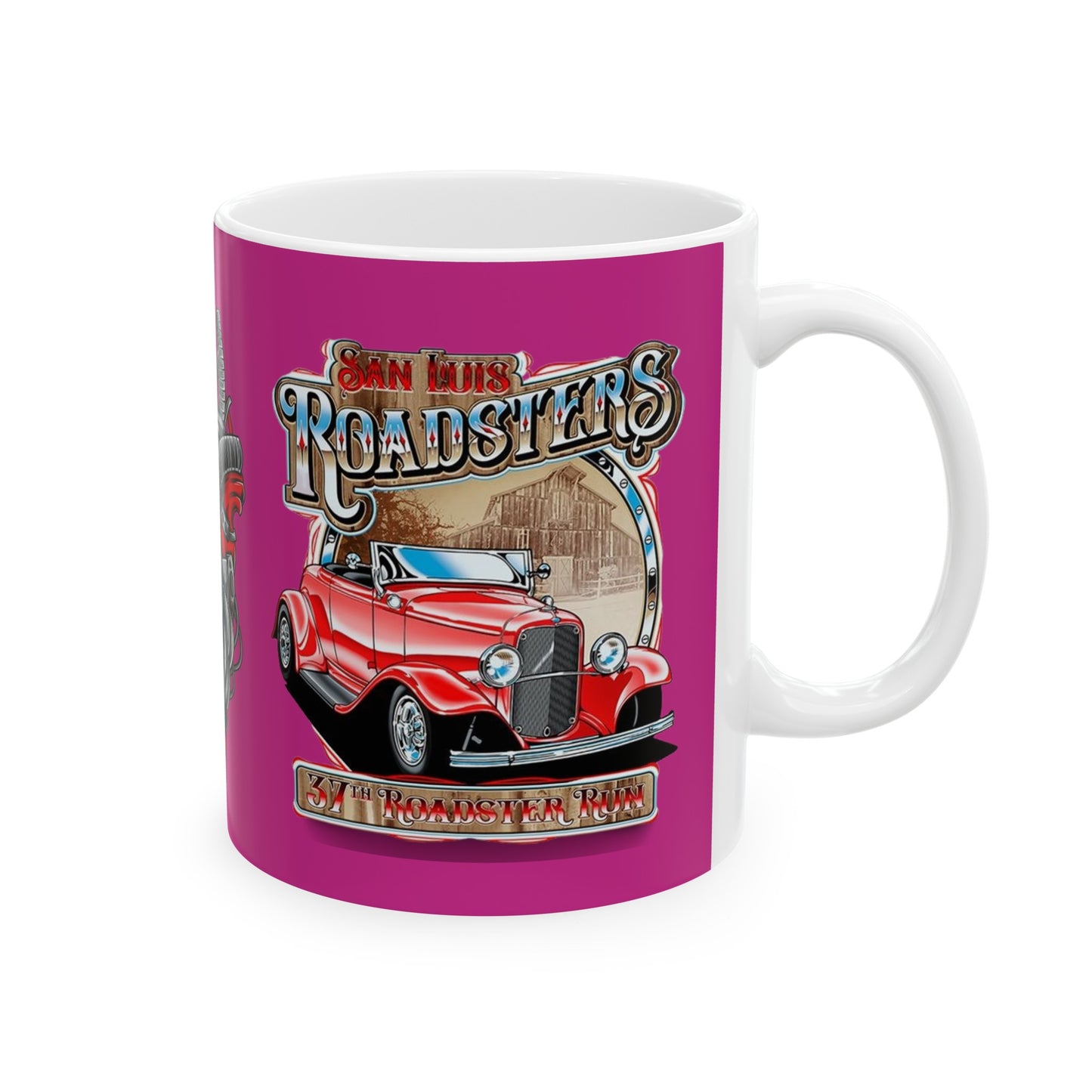 Roadsters Heart Engine Mug 11 Ounces Pink