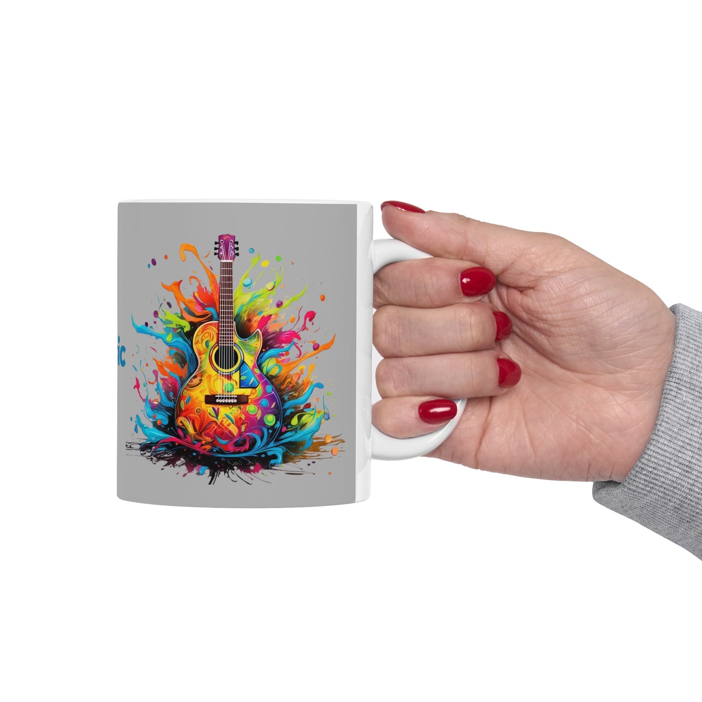 I Love Music Mug 11 Ounces Light Grey