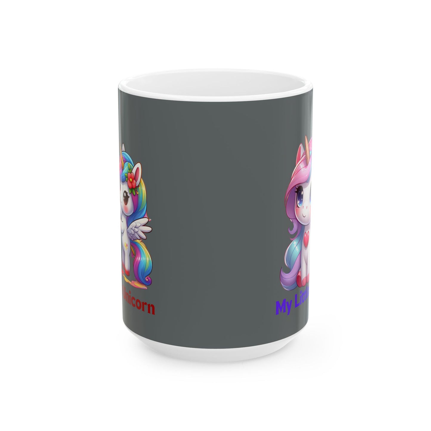 My Little Unicorn Heart Mug 11-15 Ounces Dark Grey