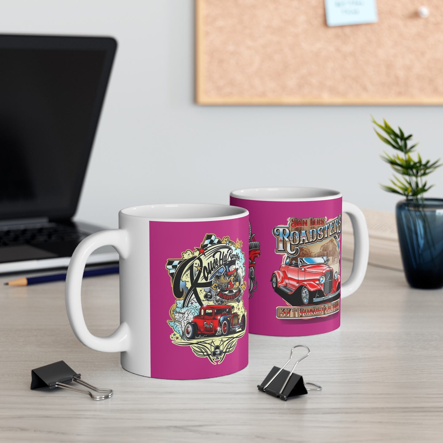 Roadsters Heart Engine Mug 11 Ounces Pink