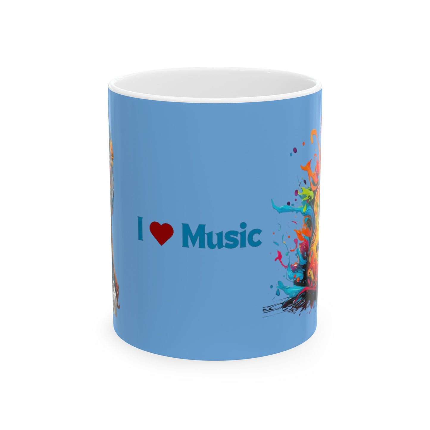 I Love Music Mug 11 Ounces Light Blue