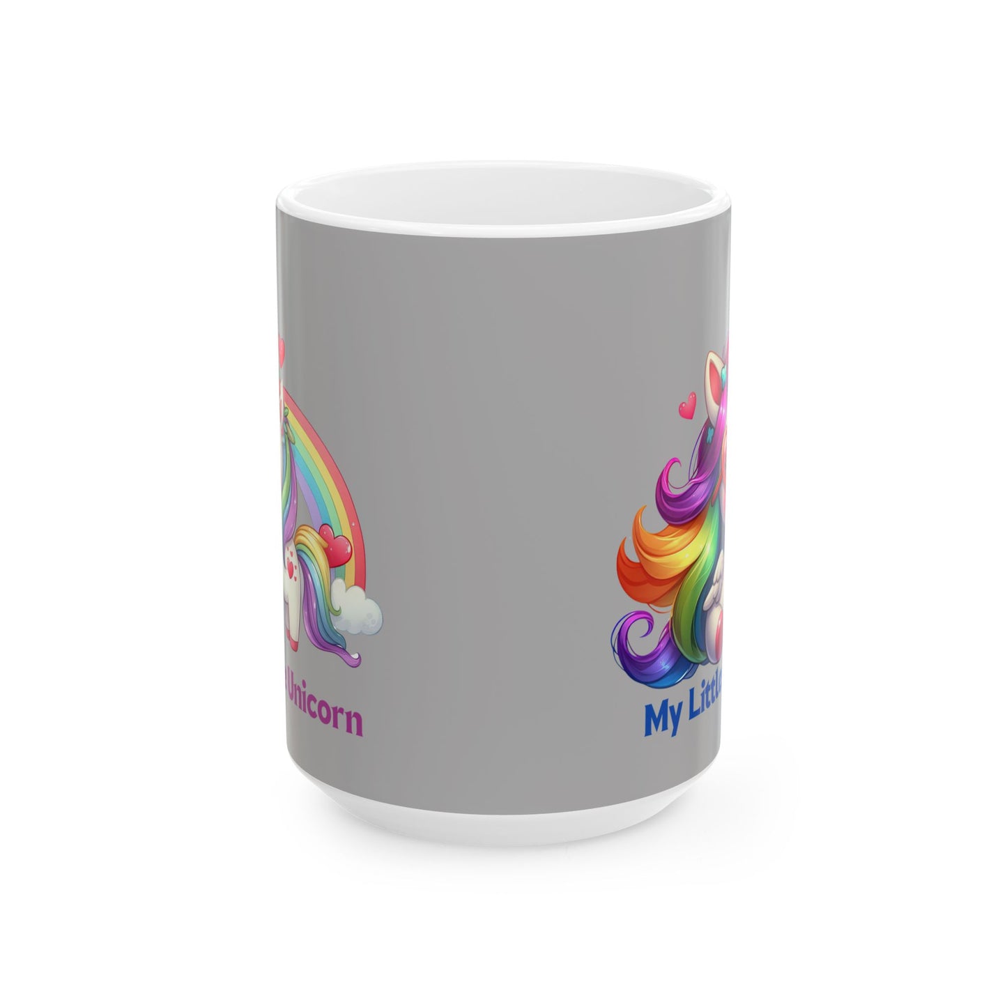 My Little Unicorn Rainbow Mug 11-15 Ounces Light Grey