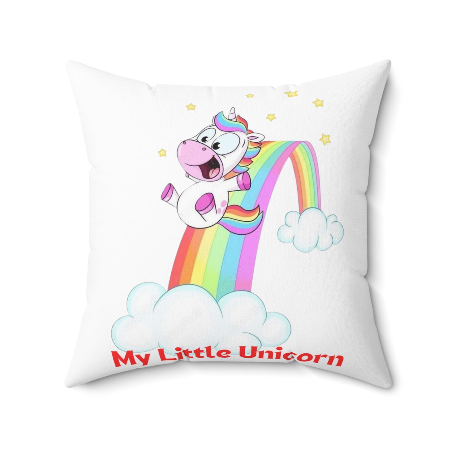 My Little Gold Star Unicorn Spun Polyester Pillow White
