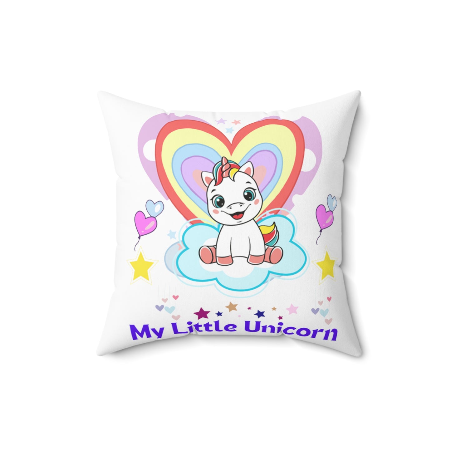 My Little Gold Star Unicorn Spun Polyester Pillow White