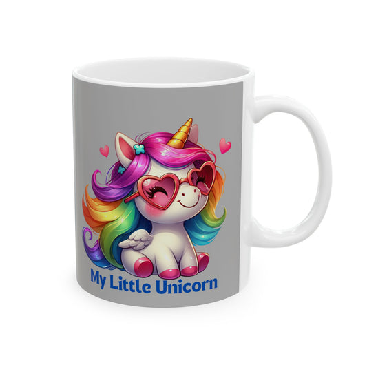My Little Unicorn Rainbow Mug 11-15 Ounces Light Grey