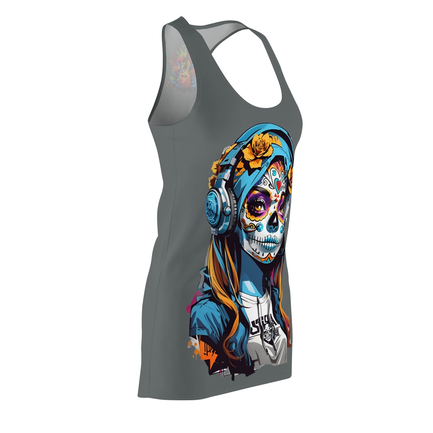 Face Music Women's Cut and Sew Racerback Dress Dark Grey