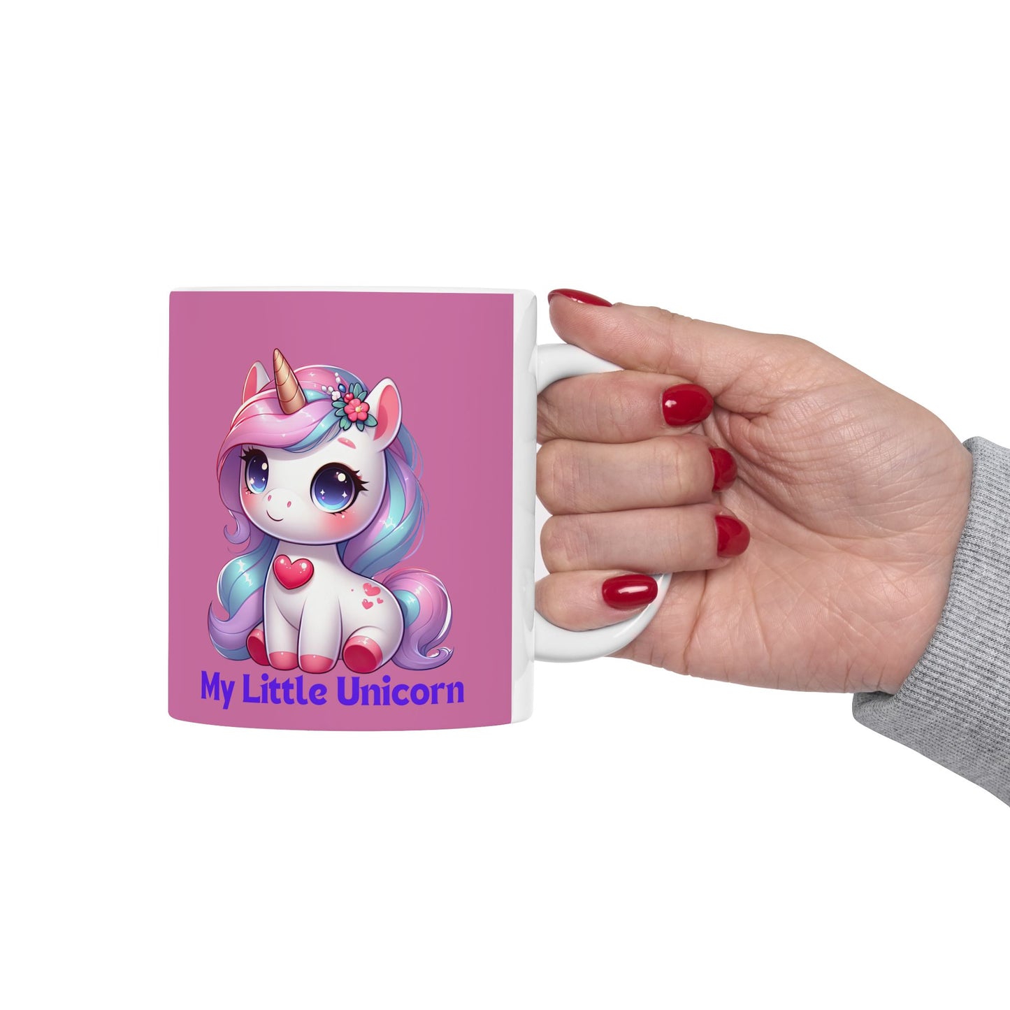 My Little Unicorn Heart Mug 11-15 Ounces Light Pink
