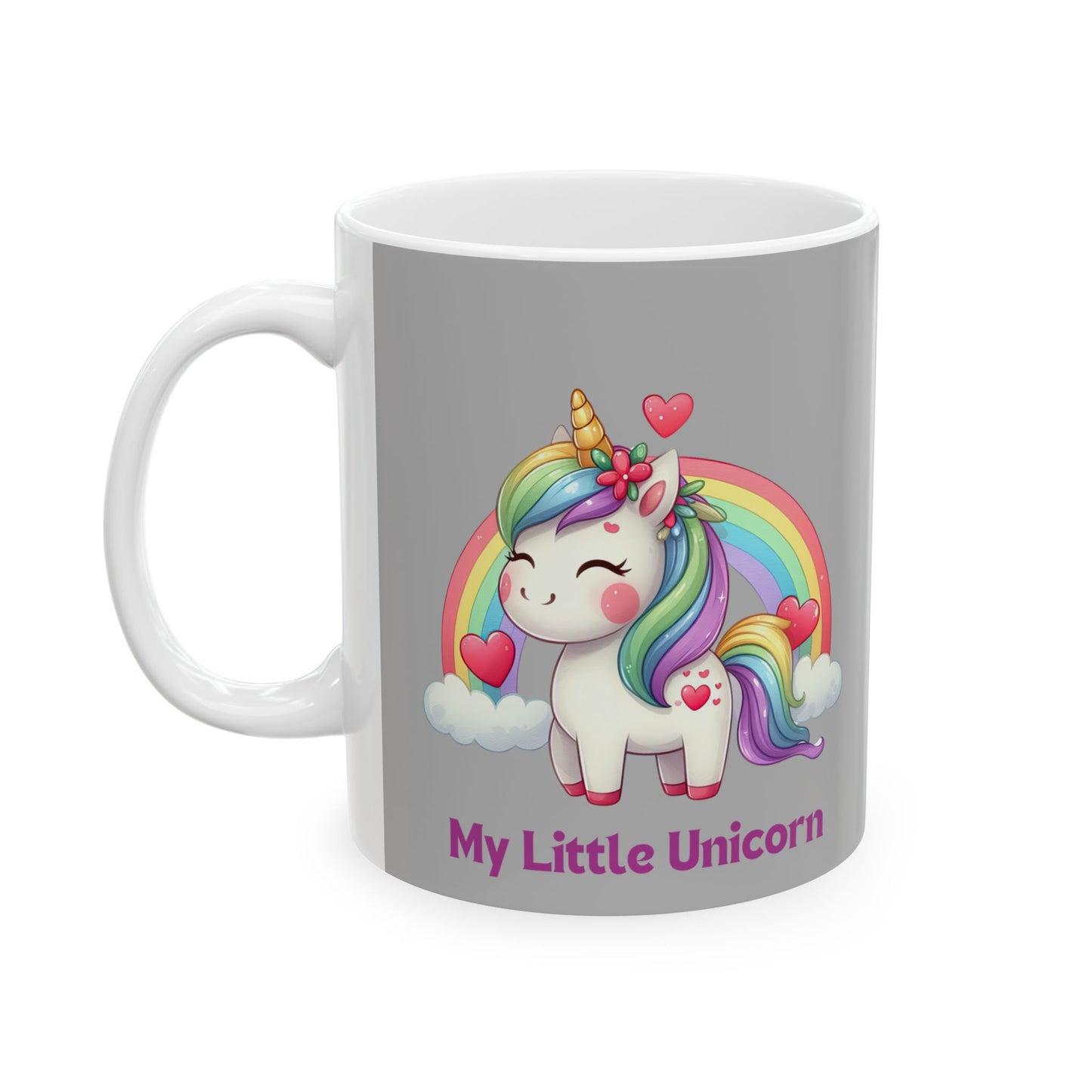 My Little Unicorn Rainbow Mug 11-15 Ounces Light Grey