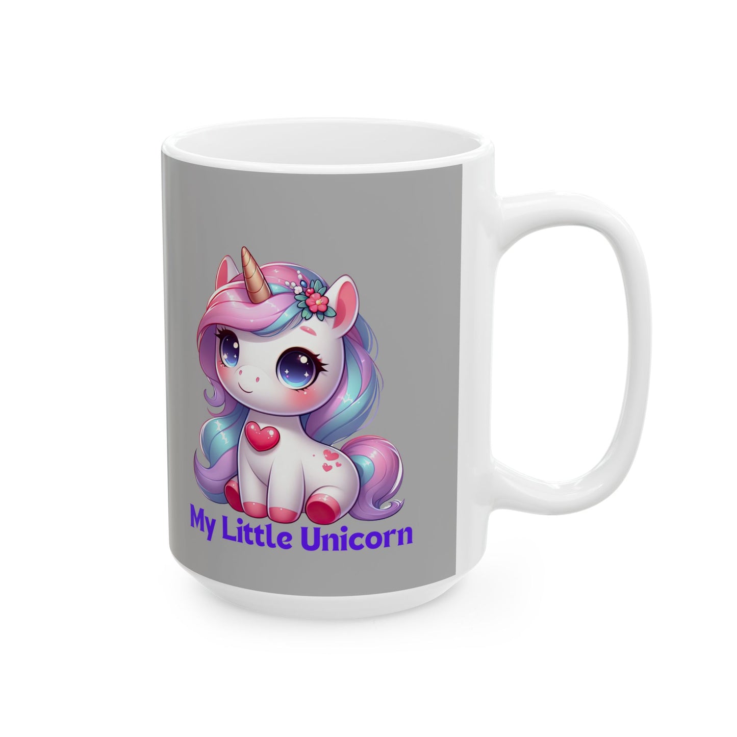 My Little Unicorn Heart Mug 11-15 Ounces Light Grey