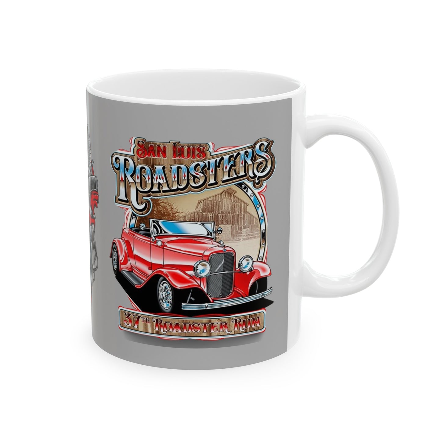 Roadsters Heart Engine Mug 11 Ounces Light Grey