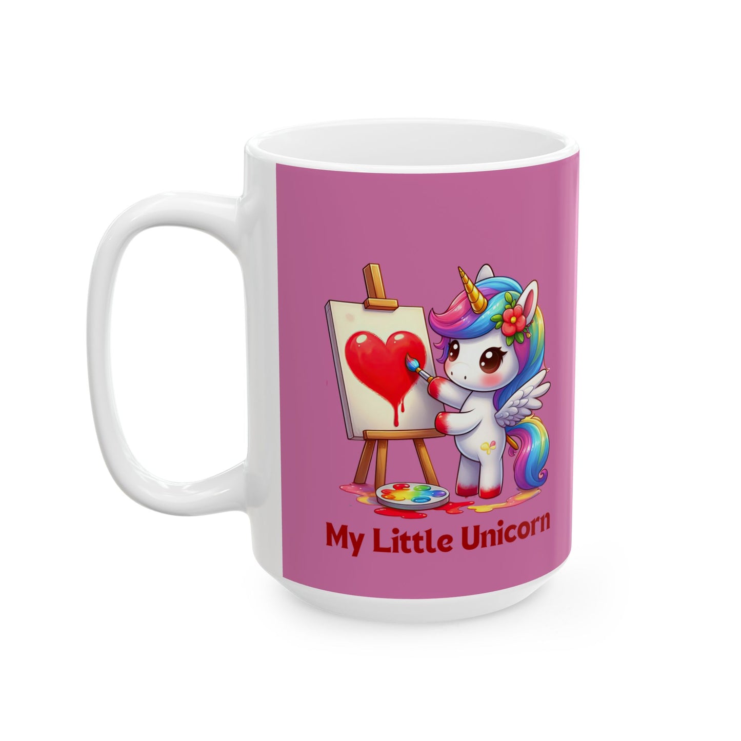 My Little Unicorn Heart Mug 11-15 Ounces Light Pink