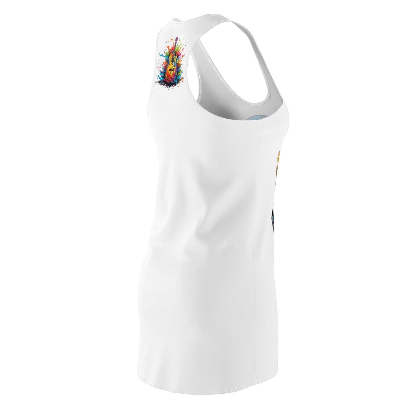 Face Music Women's Cut and Sew Racerback Dress White