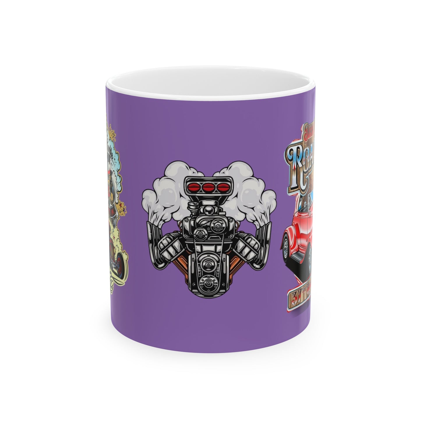 Roadsters Engine Engine Mug 11 Ounces Light Purple