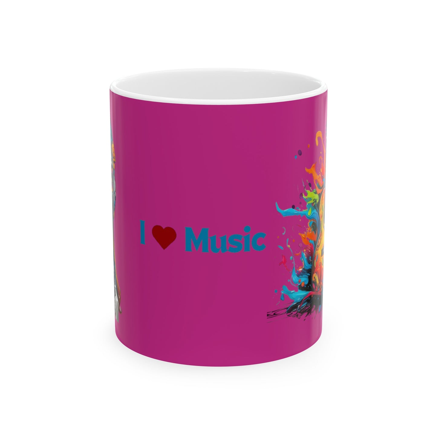 I Love Music Mug 11 Ounces Pink