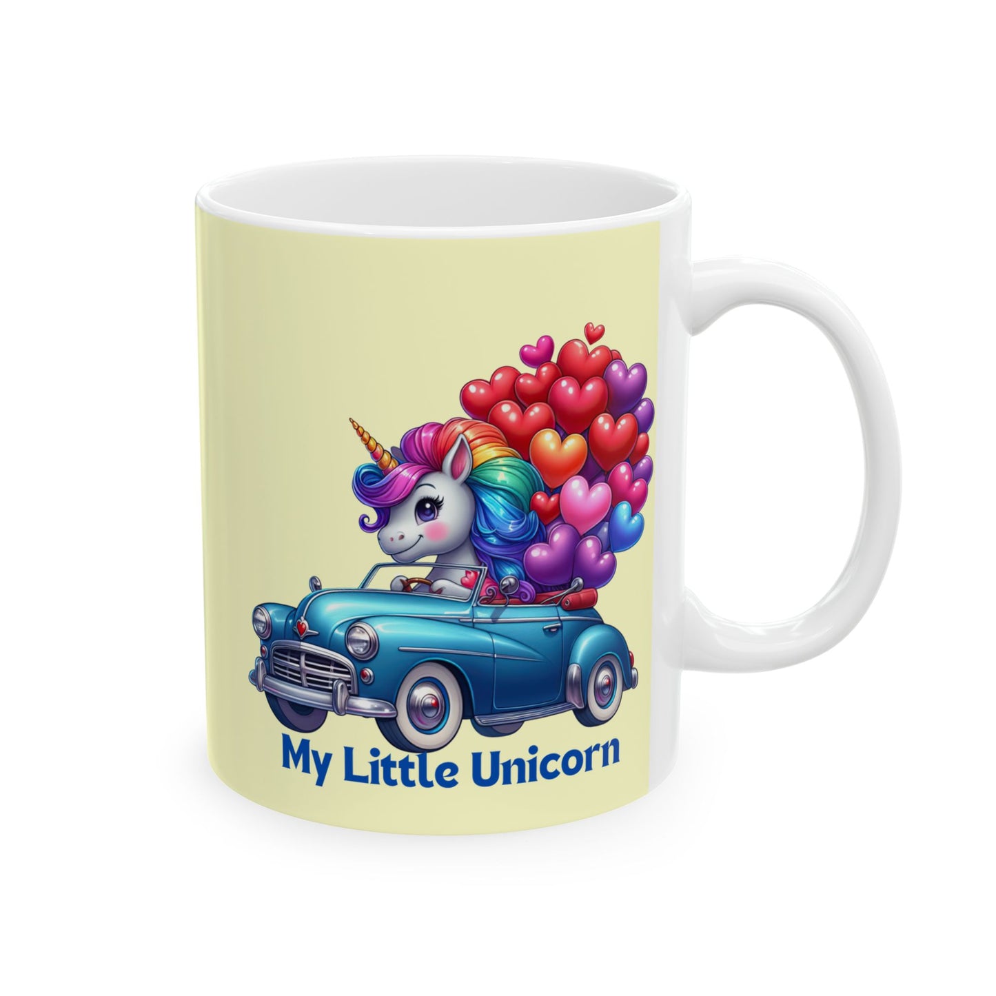 My Little Unicorn Blue Car Mug 11-15 Ounces Yellow