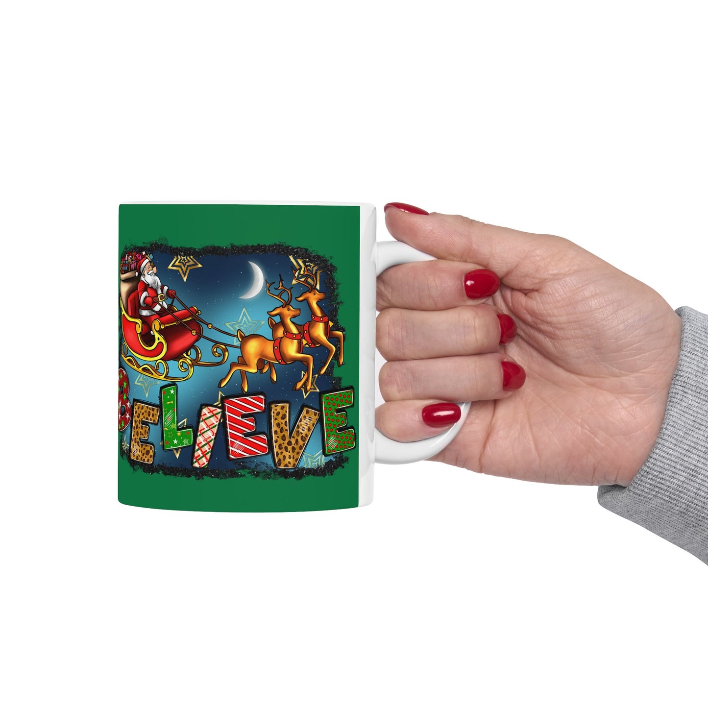 Merry Chritsmas Mug 11-15 Onces Dark Green