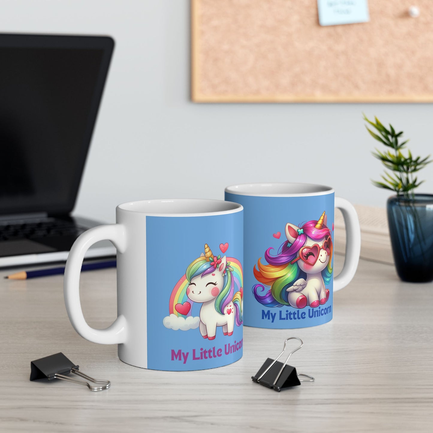 My Little Unicorn Rainbow Mug 11-15 Ounces Light Blue