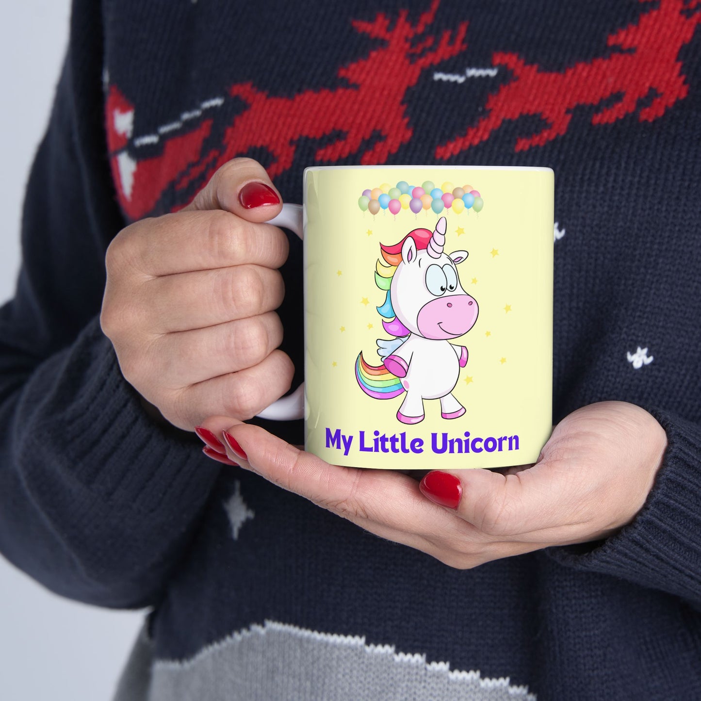 Little Unicorn Balloons Mug 11-15 Ounces Yellow