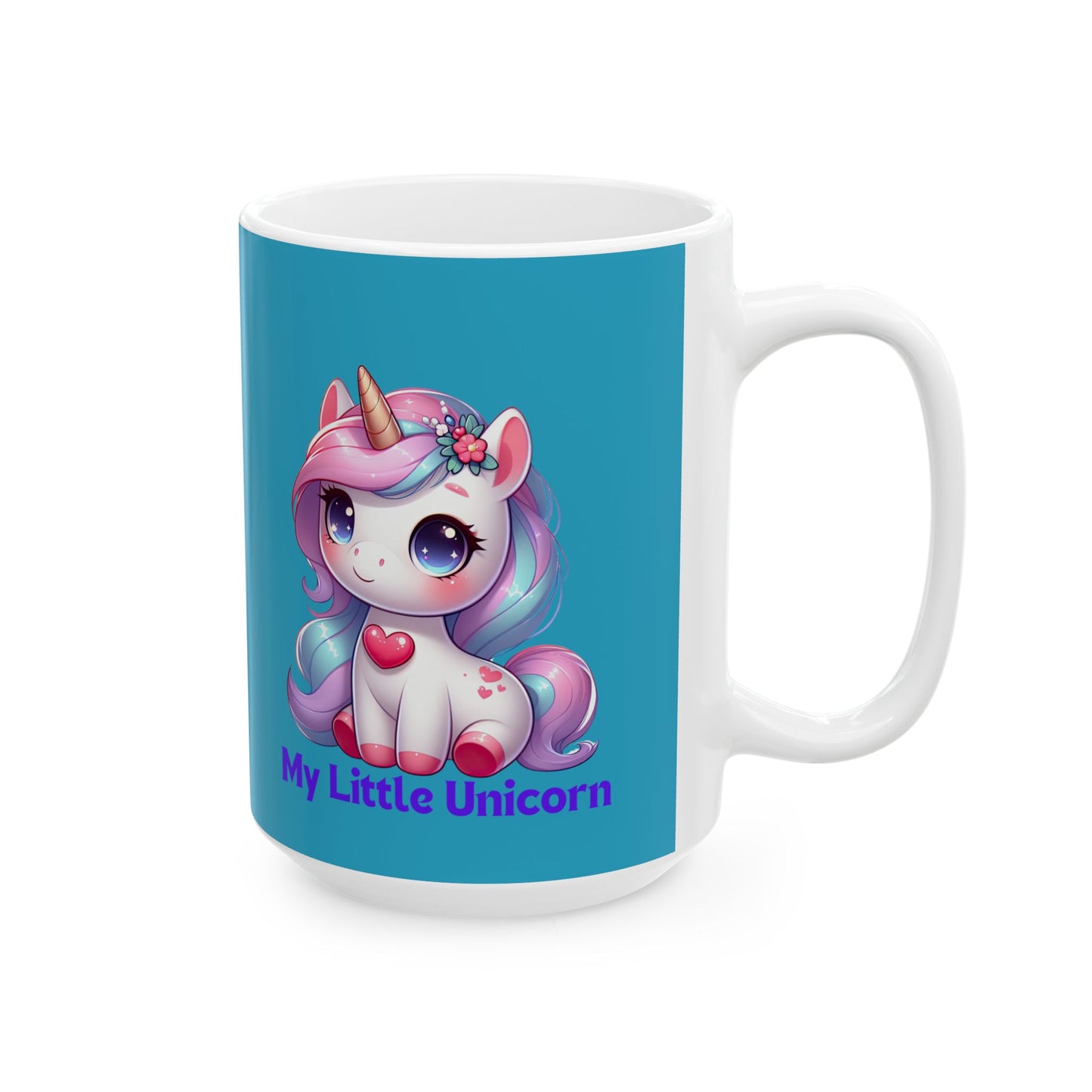 My Little Unicorn Heart Mug 11-15 Ounces Turquoise