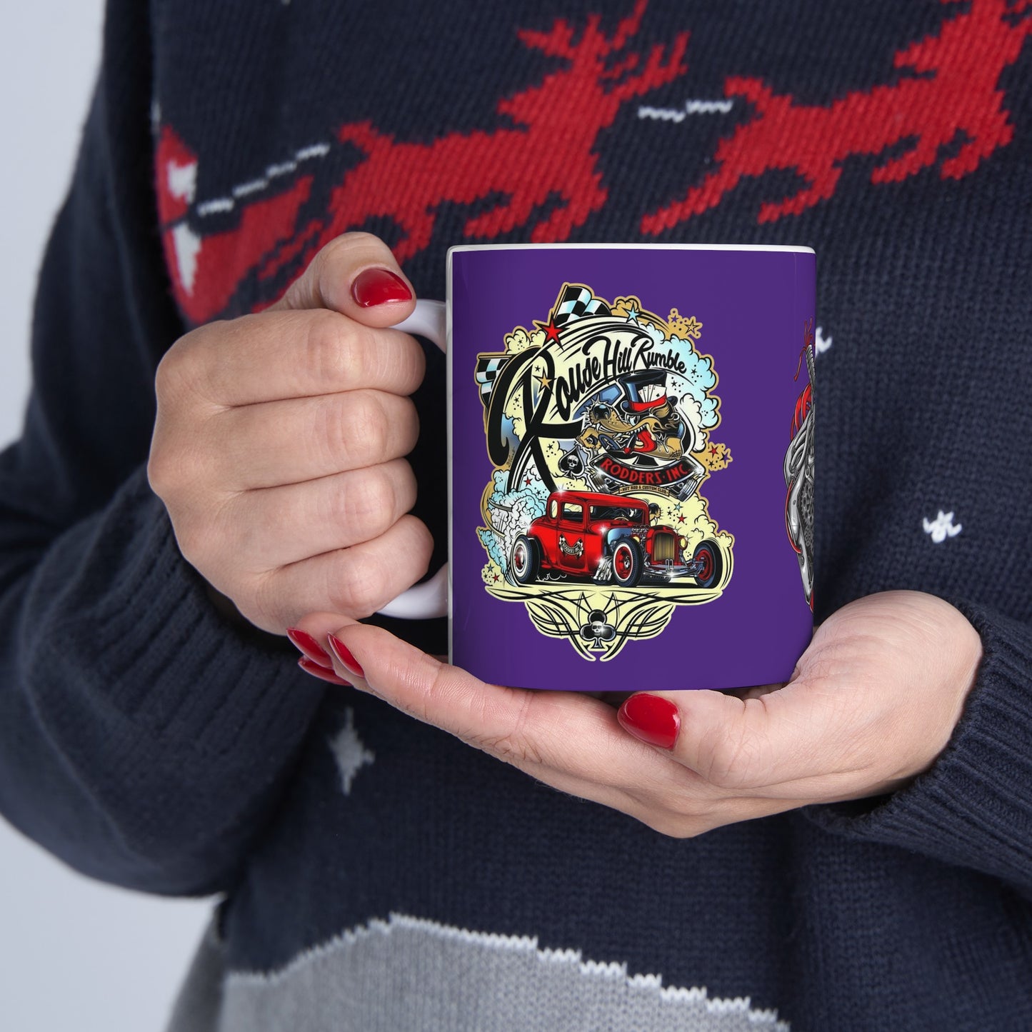 Roadsters Heart Engine Mug 11 Ounces Purple