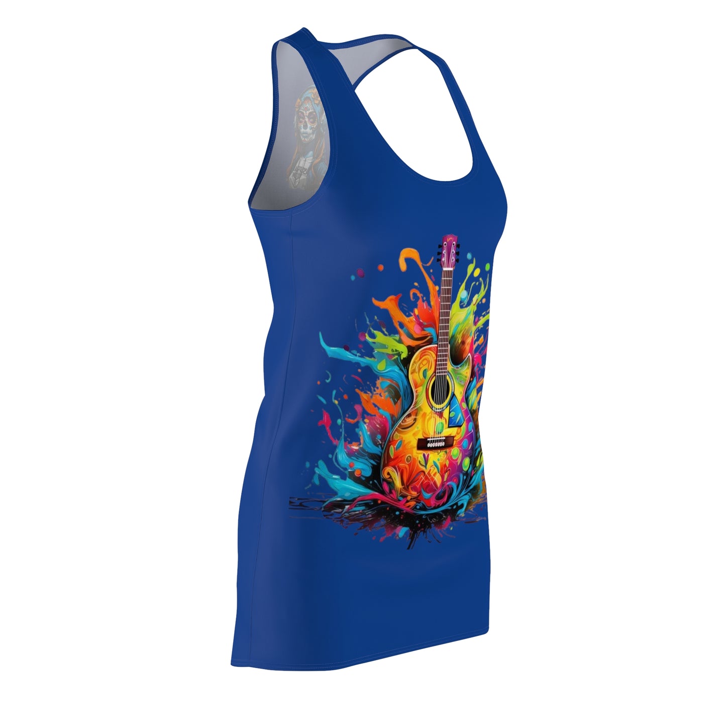 Guitar Women's Cut and Sew Racerback Dress Dark Blue
