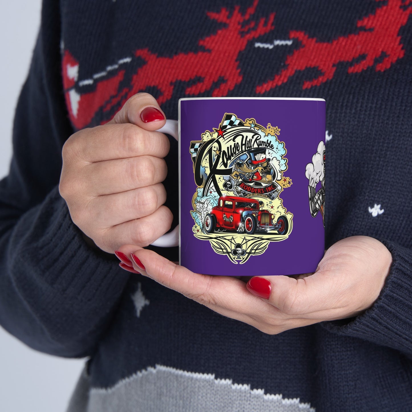 Roadsters Engine Mug 11 Ounces Purple